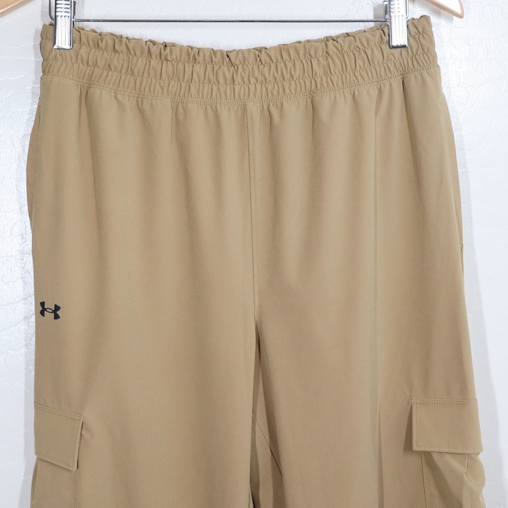 Under Armour UA Rival Woven Cargo Pants Tan Elastic Waist Jogger Style Women's M - Picture 10 of 11